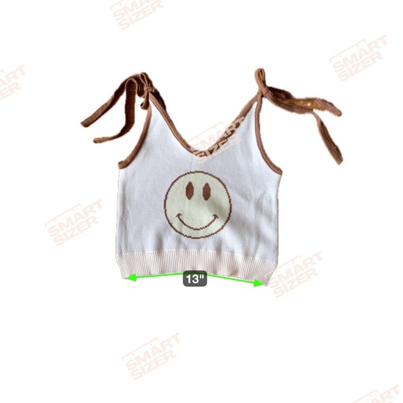 MISS SPARKLING Knit Happy face sweater tankTank Top Tie Shoulder Brown Cream - Picture 5 of 10